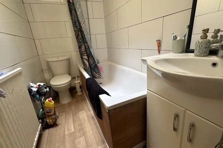 Bathroom — dull to bright and clean — before